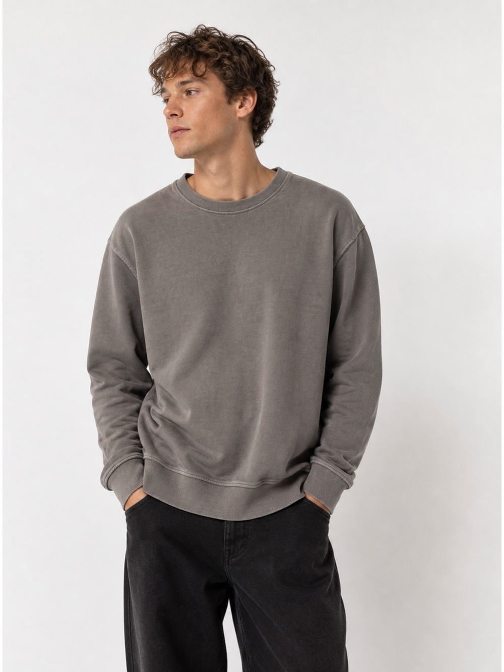 BLDWN Haring Sweatshirt Pewter Gray Size L 100% Cotton Oversized Pullover